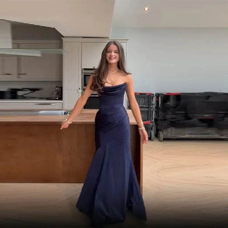 Mulheres sexy plissado sem alças vestido de cetim chique sólido fora do ombro sem costas cintura alta bodycon vestidos 2026 novo vestido de festa à noite — image 5