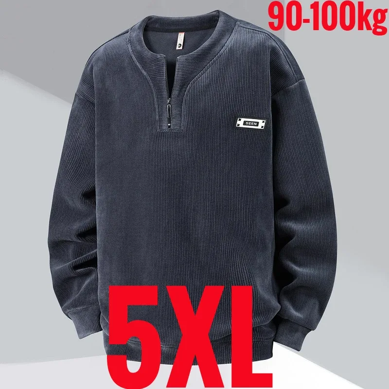 Extra Big Size Men's Sweatshirt Half Zip Pullover Corduroy Fleece Plus Large 6xl 7xl 8xl 9xl 10xl Autumn Winter Warm Casual Top — image 30