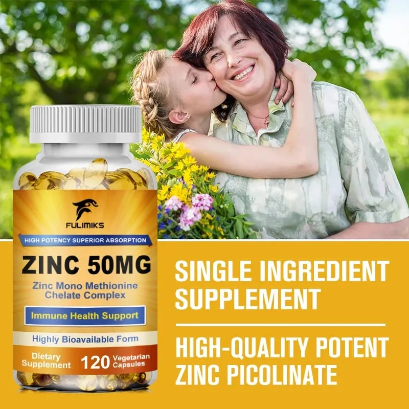 Premium Pure Zinc Capsules 50 mg Supplement High Absorption Boosts Immune Antioxidant Skin Cognitive Health — image 3