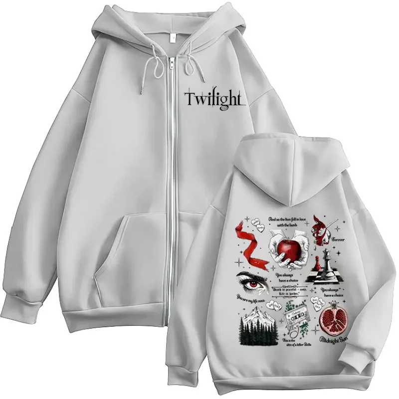 Twilight Vampire Wolf Romance Zipper Hoodies Edward Cullen Men's Women Clothing Fashion Casual Hip Hop Zip Up Hooded Sweatshirts — image 7