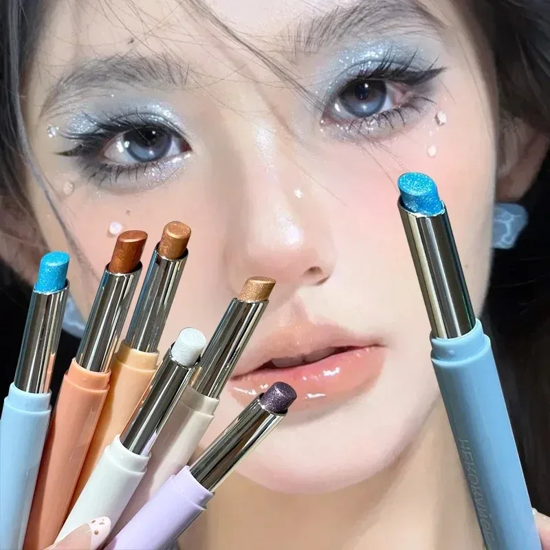 Punk Purple Metallic Eyeshadow Stick Waterproof Lasting Pearlescent Glitter Eye Shadow Highlight Eyeshadow Fine Shiny Eye Makeup