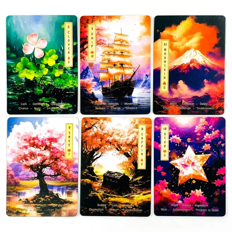 Nuovo gioco di carte Le Sakura 36 carte Cherry Blossoms elegante e compatto include una guida ideale per le pratiche spirituali di viaggio