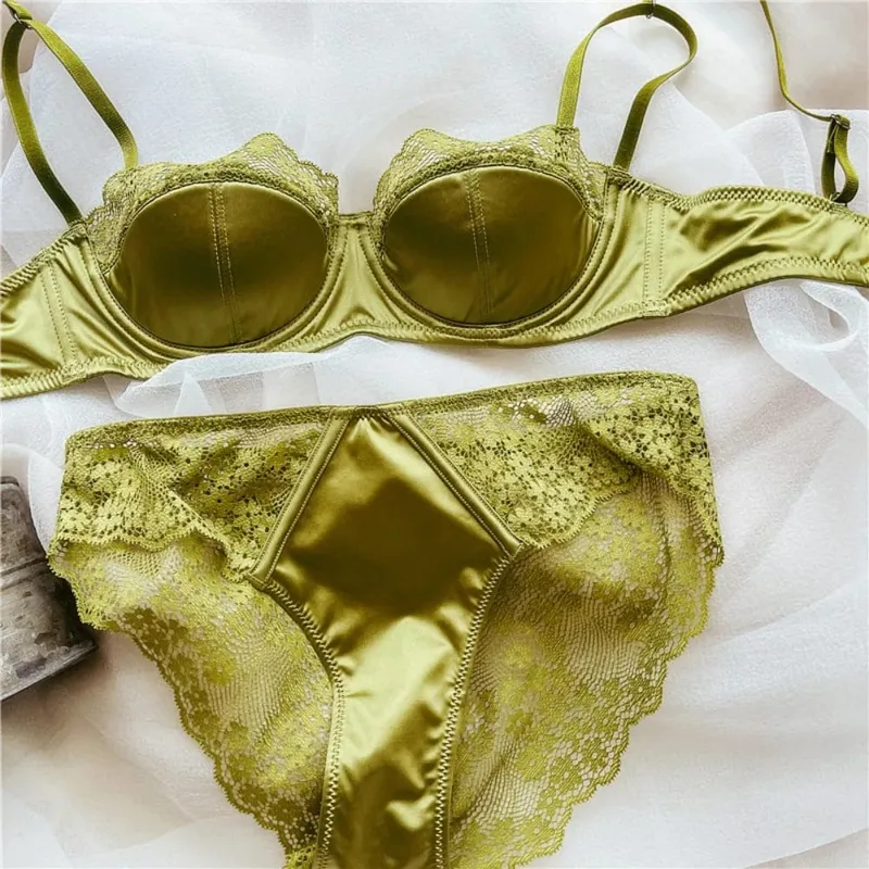 Women Half‑Cup Lace Underwire Bra Set Thin Sexy Minimizer Bra Push Up Anti‑Sag Side Support Hide Armpit Fat Ladies Lingerie S-XL — image 2
