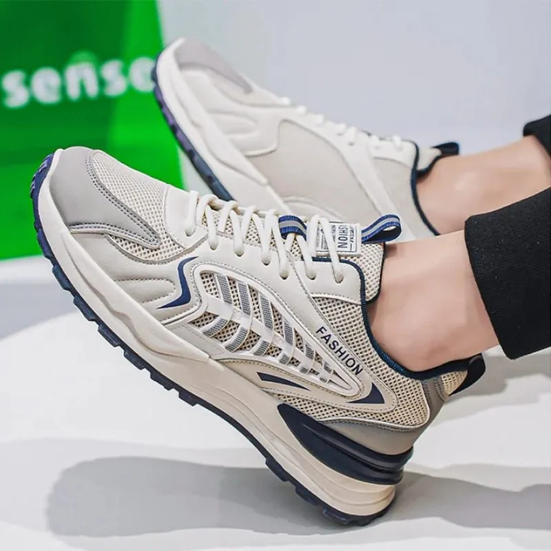 Spring Summer Men Sneakers Breathable Mesh Casual Shoes Platform Chunky Dad Footwear Lace Up Walking Running Shoes — image 2