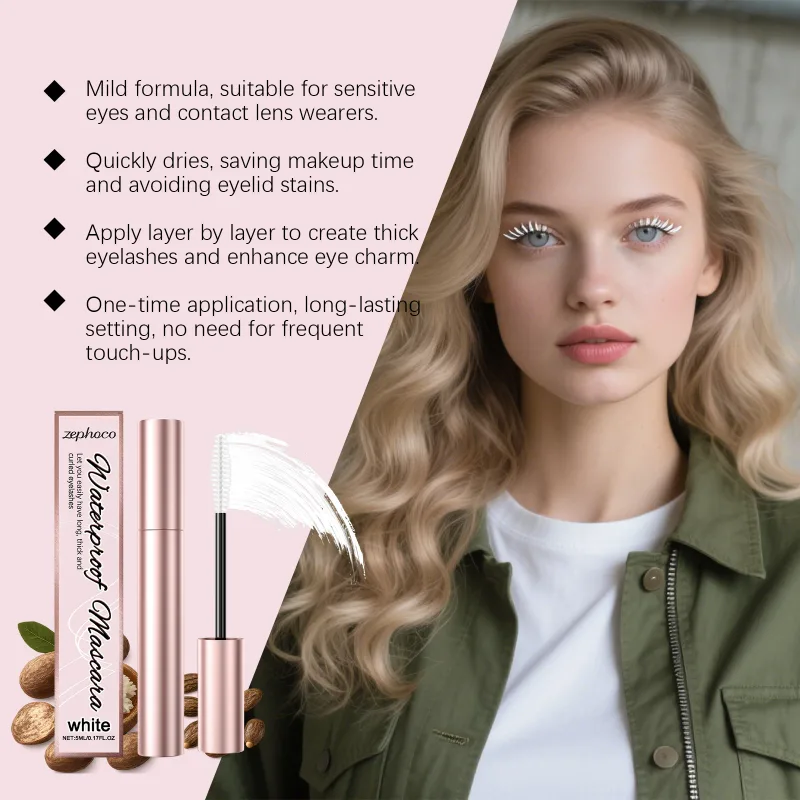White Mascara Eyelashes Curling Liquid Long-Lasting Waterproof Natural Durable Extensions Makeup Eye Beauty Cosmetics Brush 5ml