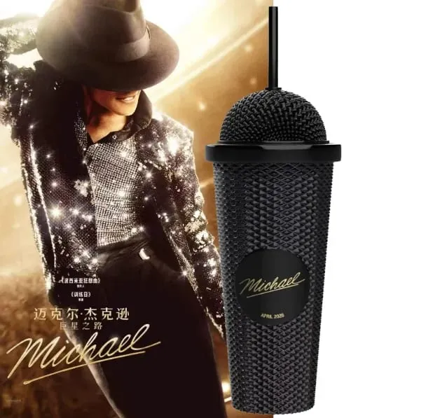 In Stock Official Michael Jackson Superstar Road Movie Merchandise Microphone Cup Water Bottle Hat Shaped Popcorn Bucket