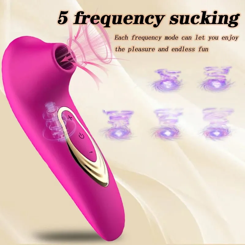 Vibratore per succhiare il clitoride per donne, vibratori a ventosa per clitoride con 5 modalità di aspirazione e vibrazione Clitoride giocattolo sessuale rosa impermeabile