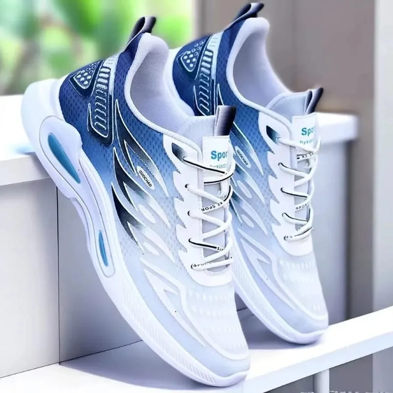 Summer Sneakers for Men Mesh Breathable Running Shoe Lace Up Trend Wear Resistant Platform Shoes Comfortable Soft Sole Men Shoes