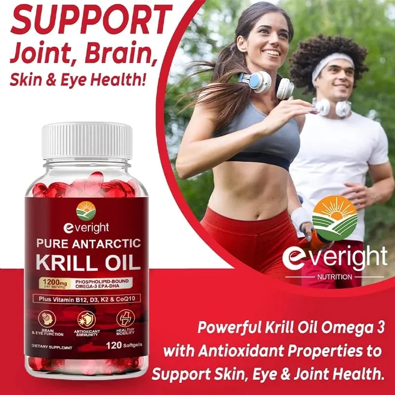 Antarctic Krill Oil 1200 mg with Omega-3 Supplement EPA & DHA Astaxanthin & Phospholipids for Heart Joint Brain Antioxidant — image 2