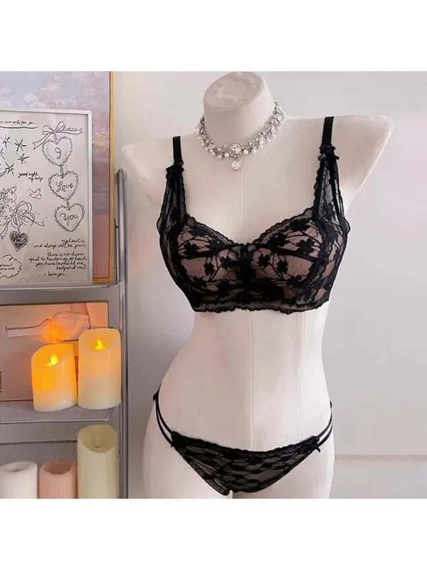 Sweet Halter Neck Bow Lace Wireless Bra Padded Push‑up Brassiere Ladies Layering Intimate Lingerie for Small Bust Size 32‑38 ABC