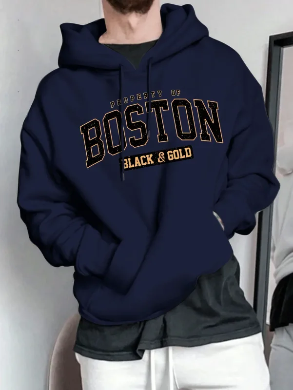 Men's hooded sweatshirt - American retro casual loose-fitting pullover shirt — image 12