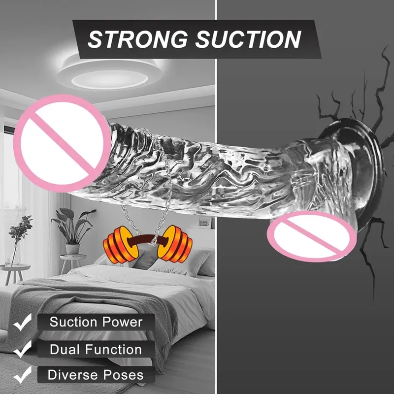 Realistic Soft Dildo for Women Beginner Transparent Penis with Strong Suction Cup Hands-Free Play for Adult Sex Masturbator — image 4