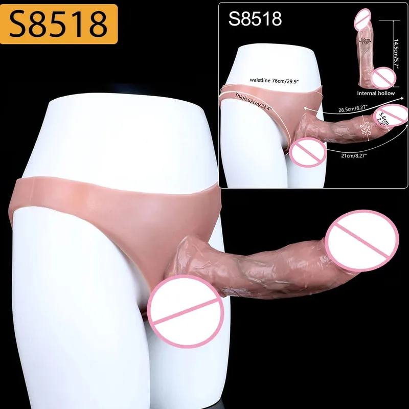 Reusable Hollow Penis Sleeve Pants насадка на член Realistic Male Dick Extender Sex Toys Couples Sex Pleasure Products — image 20