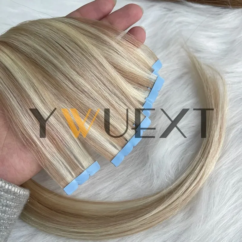 Mini Tape In Human Hair Extensions 12"-24" Machine Remy Skin Weft Adhesive Tape Hair Natural Black Brown Blonde Tape Ons 10pcs