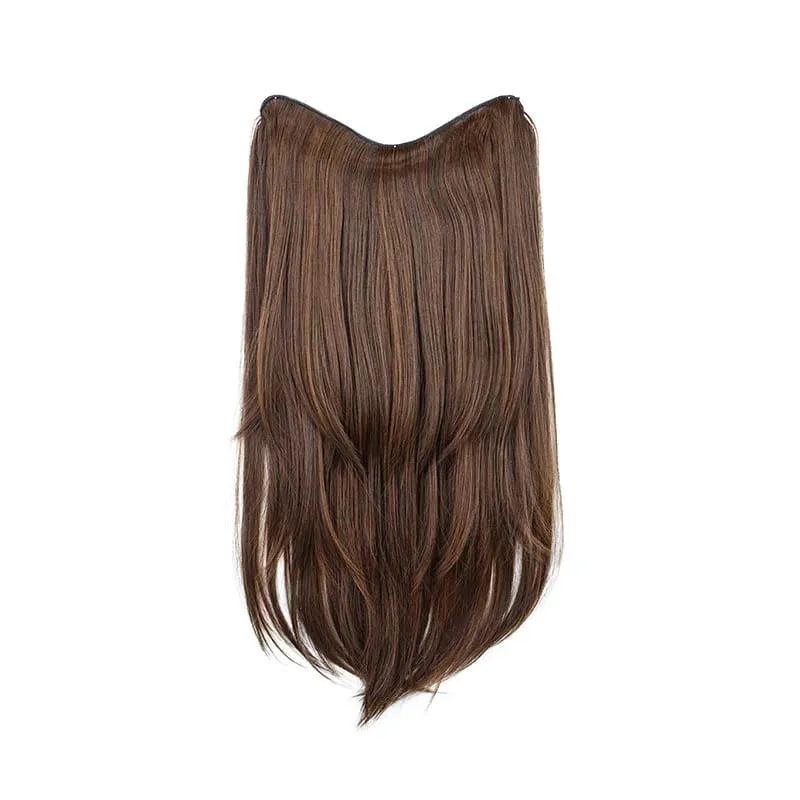 22Inch Synthetic V-Shape Long Straight Hair Extension Layered Hairpiece Natural Invisible Everyday Wear for Women Daily Party — image 9