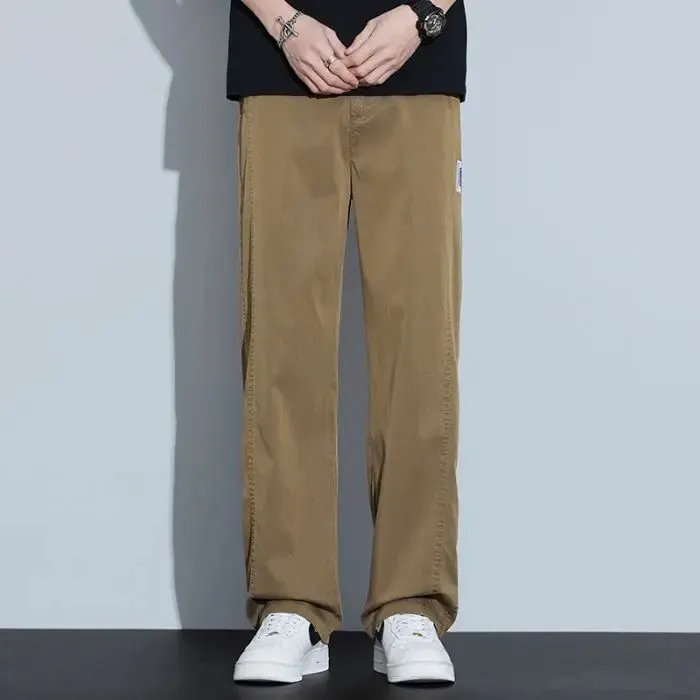 Men's Summer Thin Lyocell Jeans Ice Silk Drape Wide-Leg Pants Loose Straight-Leg Elastic Ultra-Thin Trousers Sizes M-5XL