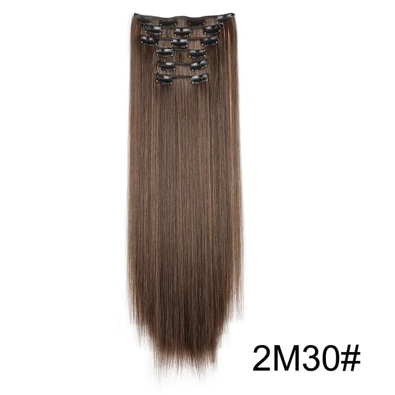 24Inch Synthetic 6pcs/set Long Straight Hair Extension Increasing Volume Extending Soft Comfortable Hairpiece for Women — image 11