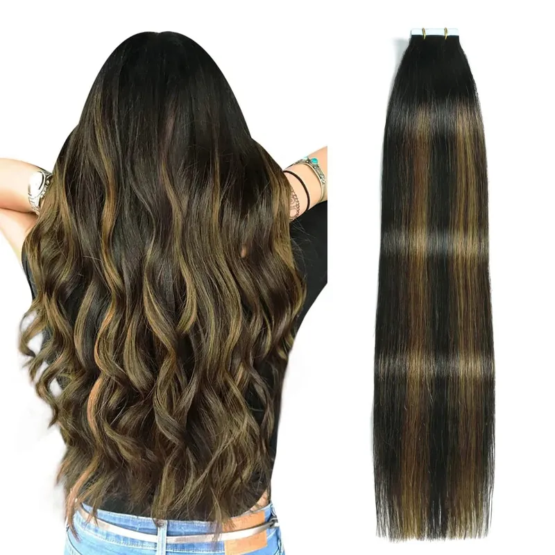 Tape in Hair Extensions Human Hair Highlight Color 18 Ash Blonde and 613 Light Blonde Hair Extensions Tape Ins 20pcs 50g