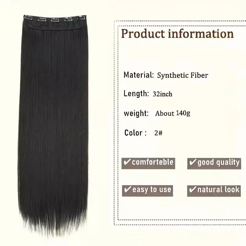 32 Inch Synthetic No Clips Invisible Wire Hair Extension Artificial Natural Fake False Long Straight Hairpiece Blonde For Women