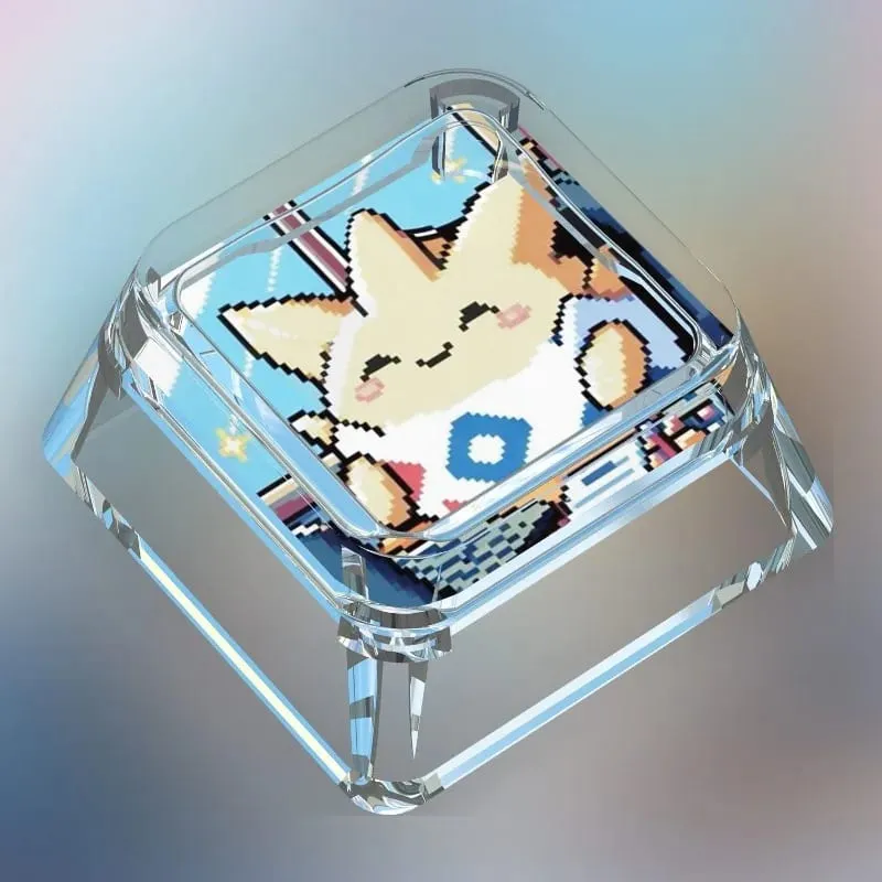 Creative Workman Style Pokémon Doll Transparent Single Keycap Cartoon Cute Snorlax Pikachu Cross Axis Mechanical Keyboard Keycap