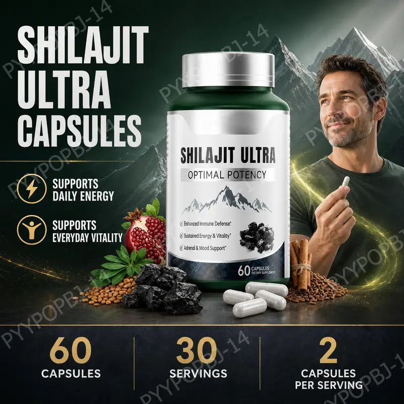 Herbal Shilajit Natural Mineral Supplement with Fulvic Acid 60 Capsules Daily Wellness Vitality Balance Formula for Men's Health — image 1