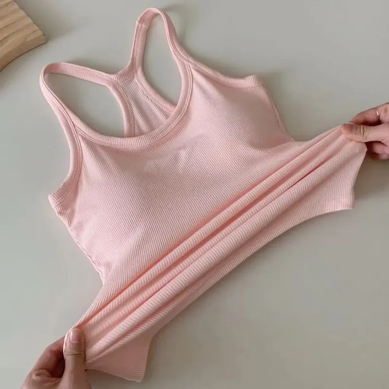 Wide Shoulder Straps Hollow Vest Comfortable H-Shaped Back Breast Small Camisole Slim Design Elastic Thin Tank Tops