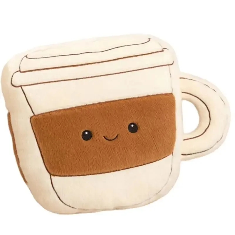 U13F Coffee Bean Plush Doll Soft Short Plush Pillow with PP Cotton Filled Decorative Throw Pillow for Bedroom Couch Desk