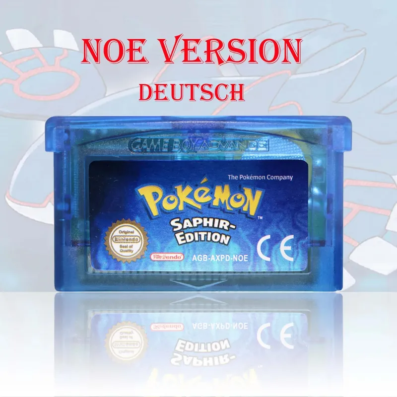 GBC/GBA NOE Version Pokemon Kristall/Smaragd/Feuerrote/Blattgrune/Rubin Game Cartridge Video Game Card High Quality With Battery