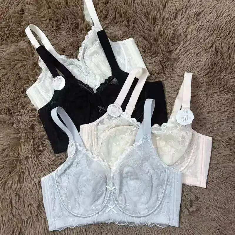 Women's Sexy Lace Support Bra Full Cup Lift Bralette Lingerie Anti-Sagging Ultra Thin Mesh - Slimming Underwear for Big Bust