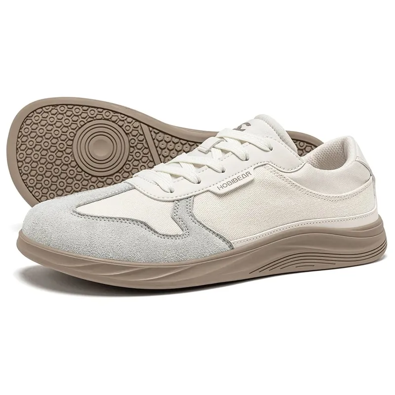 Homens Mulheres Sapatos De Biqueira Larga | Sapatilhas minimalistas de lona de couro artificial, leve, casual, com cadarço, sapato de caminhada — image 4