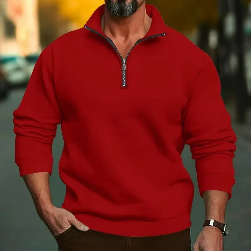 2026 Outdoor Men Zipper Sweatshirts Spring Quarter Zip Pullover Half Zipper Hoodie Men Gym Man Autumn Solid Men Sweatshirt Coat