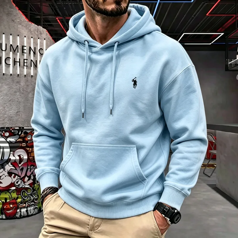 High-end masculino com capuz de manga comprida 2026 outono-inverno luxuoso elegante cavalo bordado golfe topo casual moletom com capuz roupas masculinas — image 10
