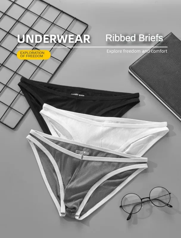 Men's Single Layer Briefs Ultra Thin U Convex Pouch Underwear Breathable Moisture Wicking Sexy Summer Panties