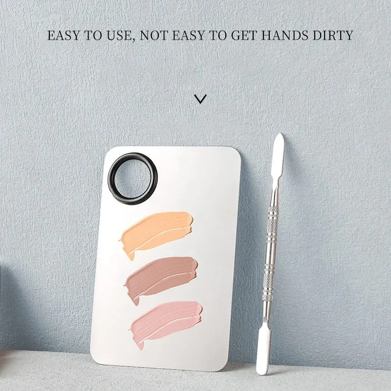 Makeup Mixing Palette KissDate Makeup Spatula Palette with Foundation Spatula Stainless Steel Makeup MixingTray Nail Art Palet