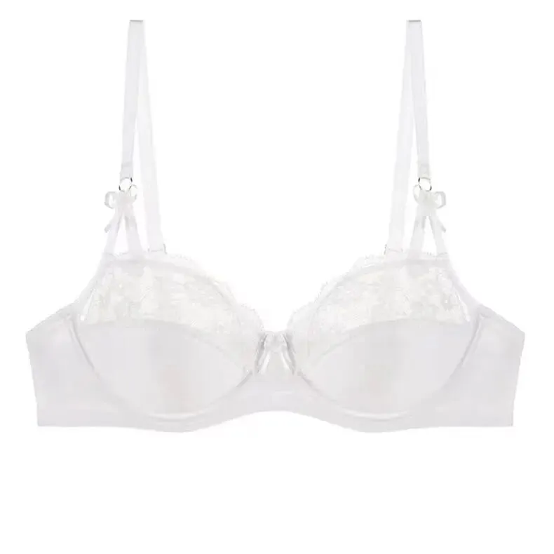 Women Thin French Half Cup Lace Bra Set Minimizer for Big Bust Push Up Anti-Sagging Side Support Comfort Sexy Daily Lingerie Set — image 9
