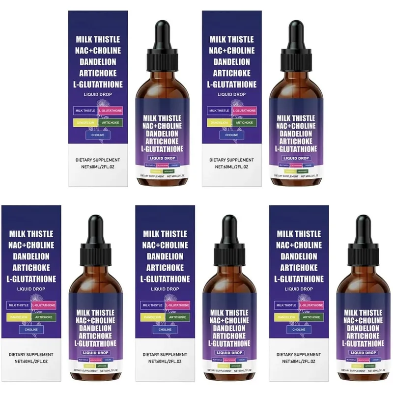 Milk Thistle Liquid Drops Choline Dandelion Artichoke L-Glutathione Herbal Wellness Supplement For Adult Use 60ml 2fl oz