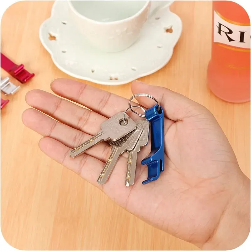 1PC Beer bottle opener multifunctional key chain portable solid color bottle opener aluminum bottle opener — image 10