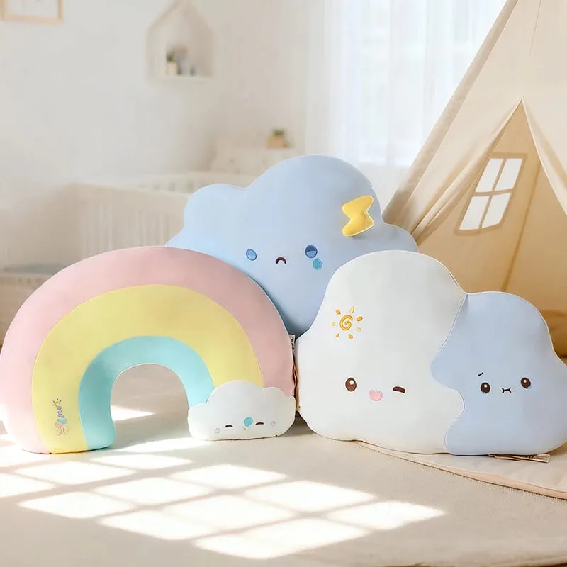 Creative Weather Series Rainbow Cloud Plush Pillow Soft Cute Cartoon Kawaii Stuffed Doll For Kids Sofa Cushion Home Decor