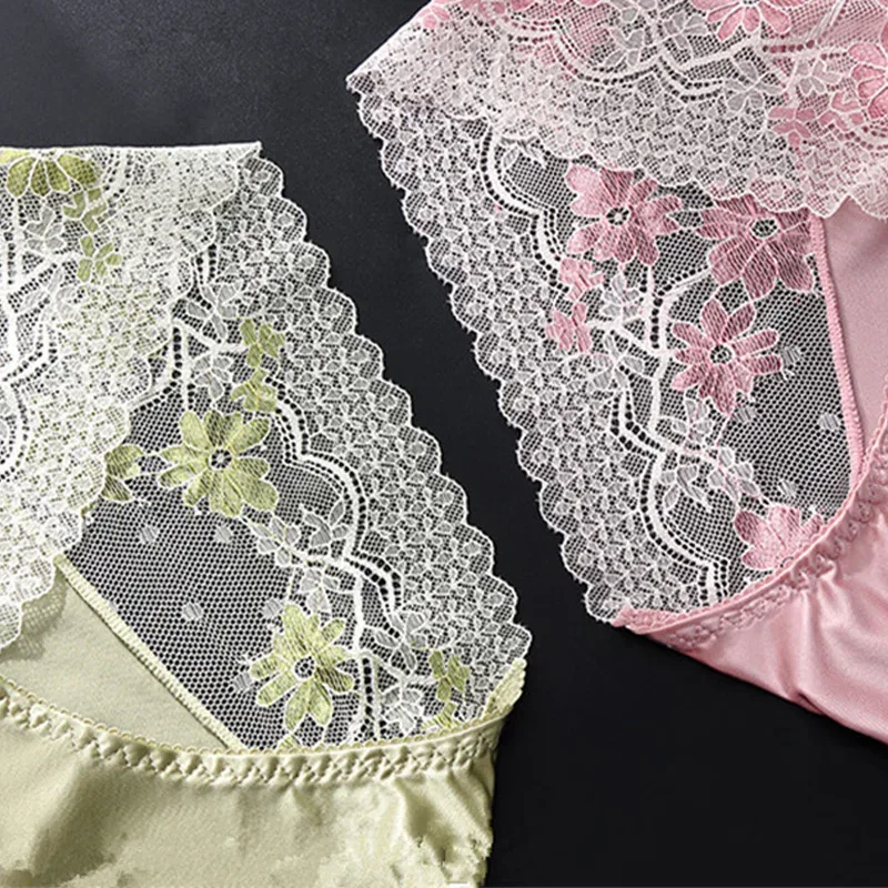 Men Satin Ice Silk Triangle Underwear 3D Pouch Low‑Waist Briefs Side Lace Breathable Soft Sexy Male Plus Size Intimate Shorts