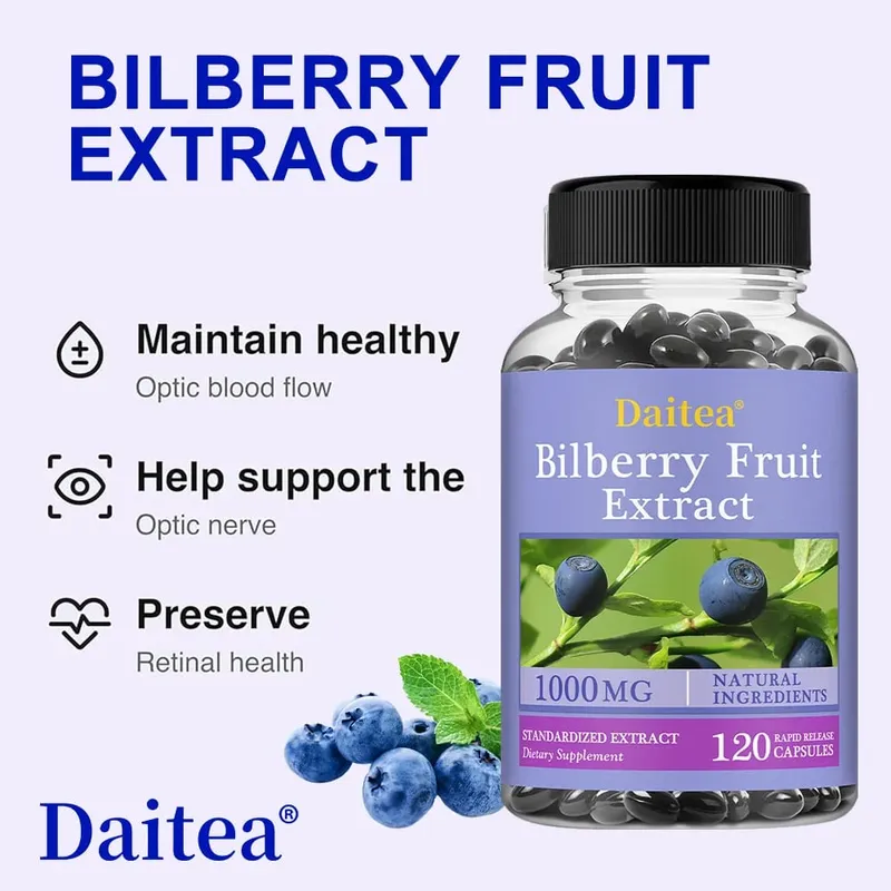 Premium Bilberry Extract Eye Vitamin Supplement Promotes Vision Health Antioxidant Benefits and Improves Cardiovascular Health
