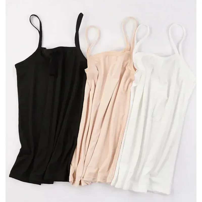 Women Sexy Milk Silk Tops Spaghetti Strap Tops Solid Color Strap Slim Vest Female Basic Tanks Bra Underwear Summer Base Shirt — image 7