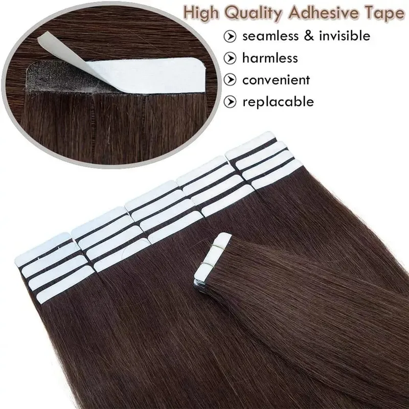 #2 Bone Straight Tape In Hair Extensions 50g/20pcs Skin Weft Invisible Tape In Human Hair Extensions 100% Human Hair For Woman