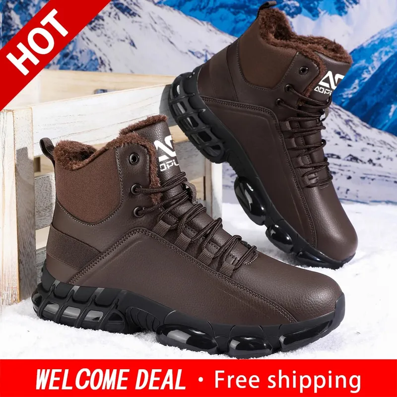 Men Autumn Winter High‑Top Fleece‑Lined Snow Boots Warm Casual Sneakers Non‑Slip Outsole for Hiking Outdoor Snow‑Day Activities — image 2