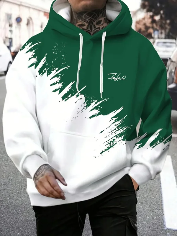 Fashion Gradient Print Men's Hoodies Nakakatawang 3D Letter Pattern Oversized Sweatshirts Autumn and Winter Casual Pullover Men Clothes