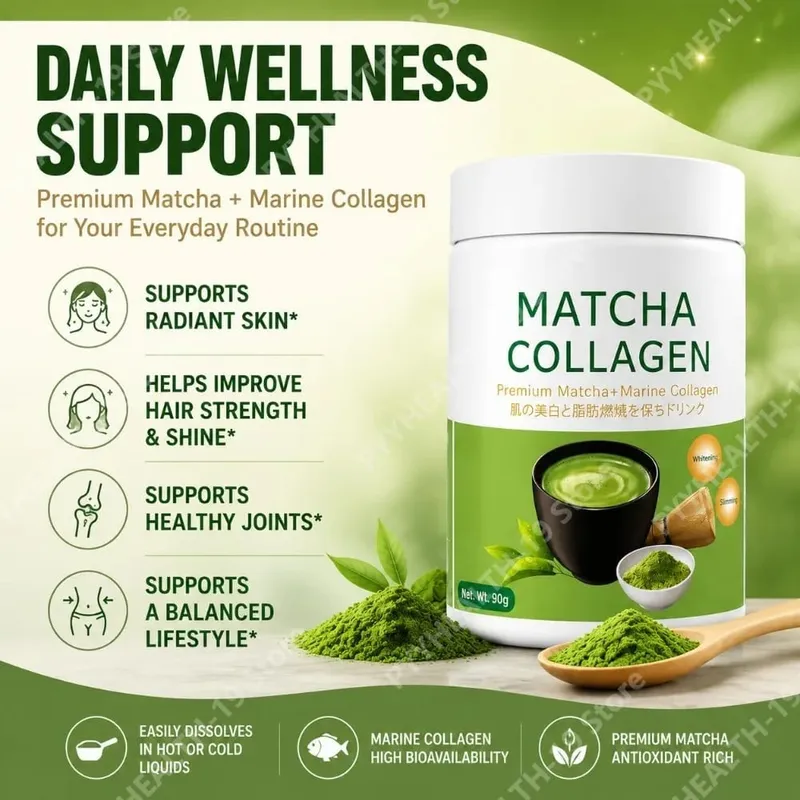 Matcha Collagen Powder Premium Matcha Marine Collagen L-Glutathione For Skin Hair & Joint Wellness Support Formula Adult 90g — image 2