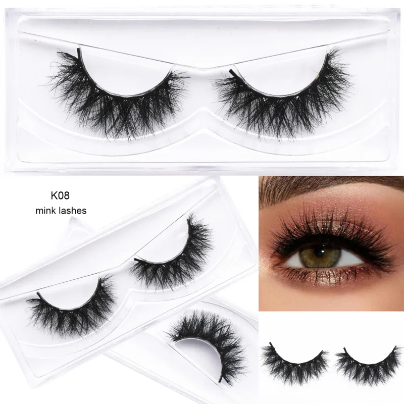 D20 Real Mink Lashes Eyelashes Extension Natural Long Winged Volume Eye Lashes Handmade Mink Fake Eyelash Makeup Lash