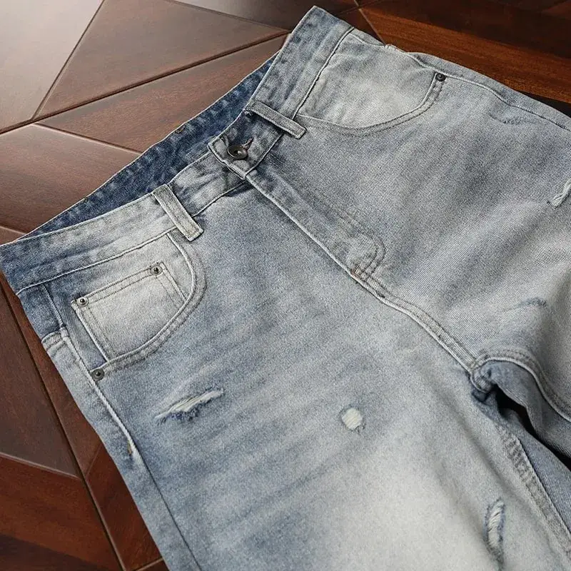 Man Pants Mens Jeans Spring New Heavyweight American Washed Relaxed Fit Bootcut Trousers For Casual Wear — image 6