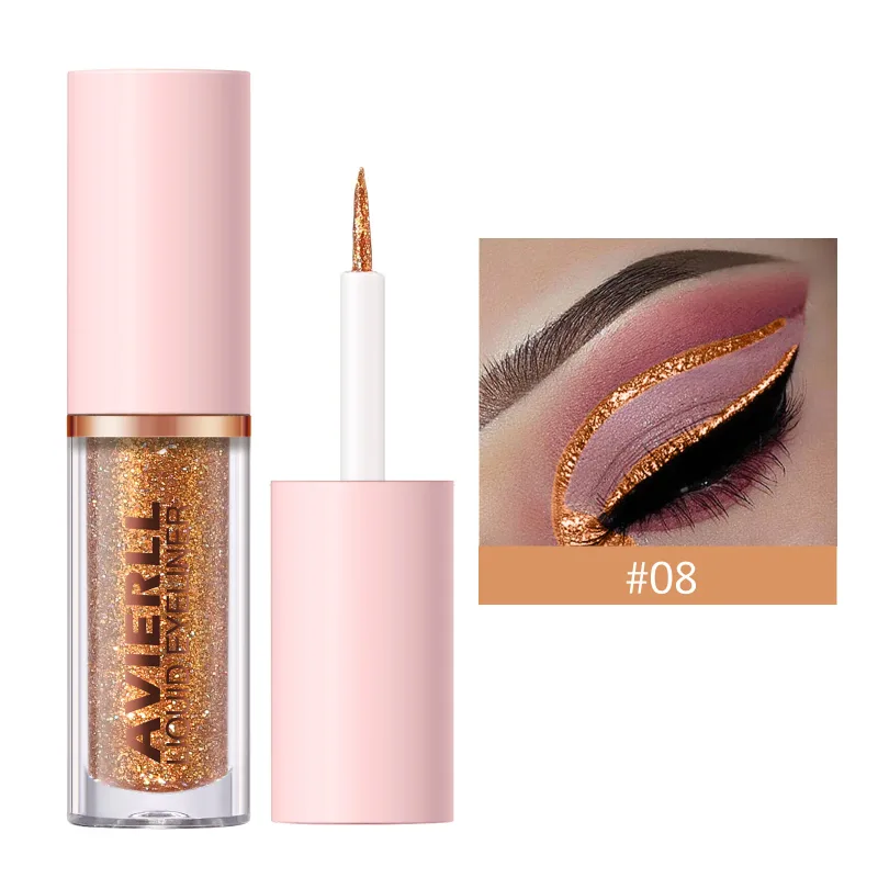 Waterproof Glitter Eyeliner Pen Eye Shadow Stick Long-Lasting Quickly Dry Diamond Shiny 10 Colors Liquid Eyeliner Big Eye Makeup