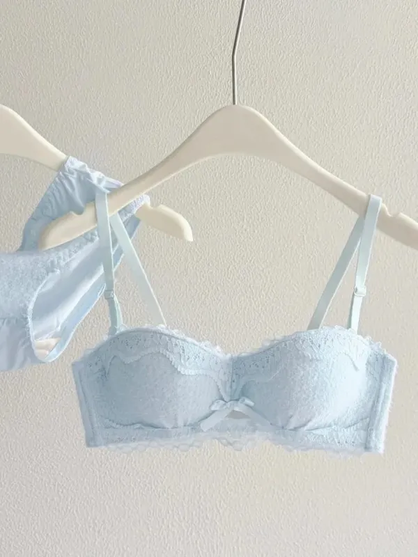 Lace Sexy Lingerie Set Push Up Thick Padded Small Breast Enhance Shaping Half Cup Bra Concealed Brief Intimates Underwear — image 2