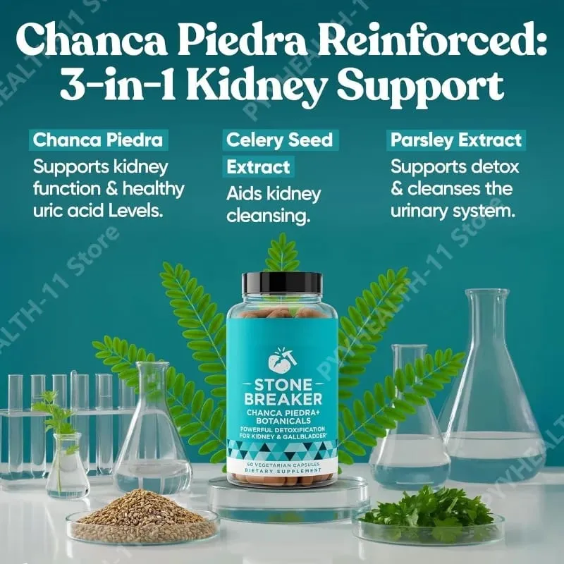 Chanca Piedra Stone Breaker with Celery Seed & Parsley Daily for Kidney Gallbladder Detox Support 60 Vegetarian Capsules — image 4
